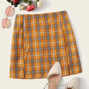 Plaid High-Rise M-Slit Mini Skirt